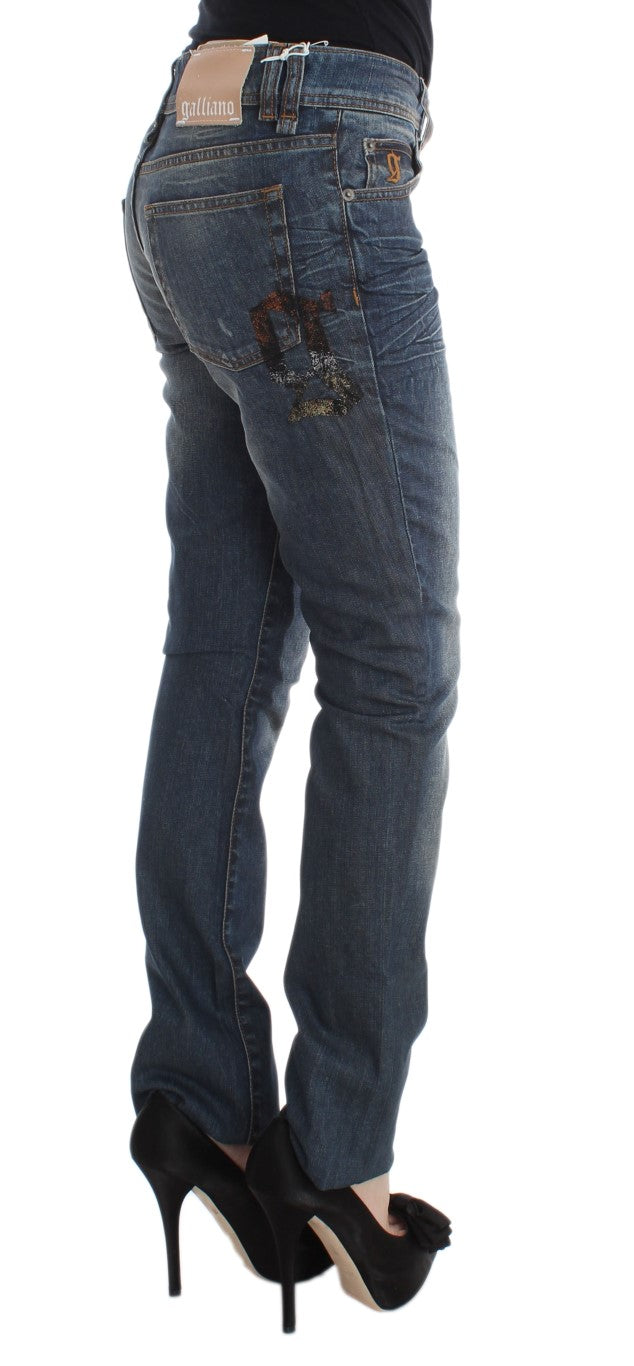 Jeans slim fit in misto cotone lavato blu John Galliano