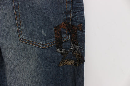 Jeans slim fit in misto cotone lavato blu John Galliano
