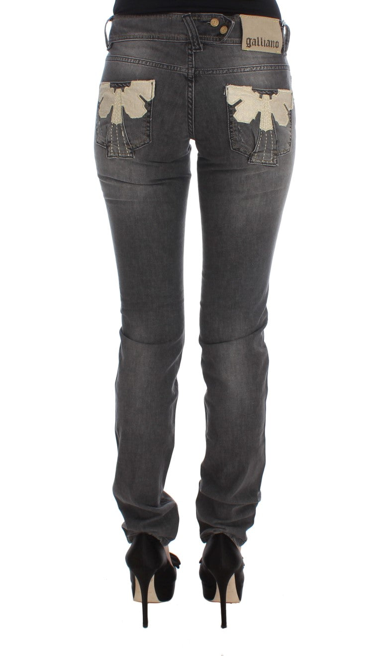 Jeans elasticizzati slim fit in misto cotone lavaggio grigio John Galliano