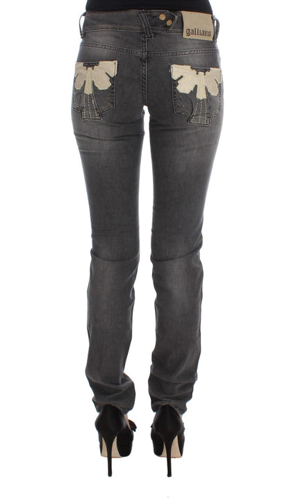 Jeans elasticizzati slim fit in misto cotone lavaggio grigio John Galliano