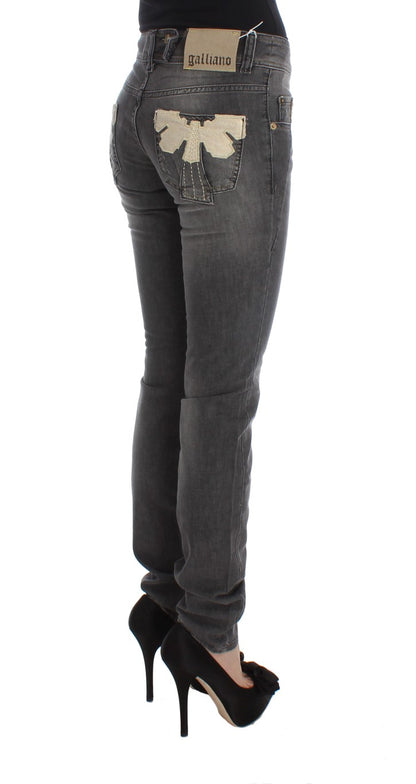 Jeans elasticizzati slim fit in misto cotone lavaggio grigio John Galliano