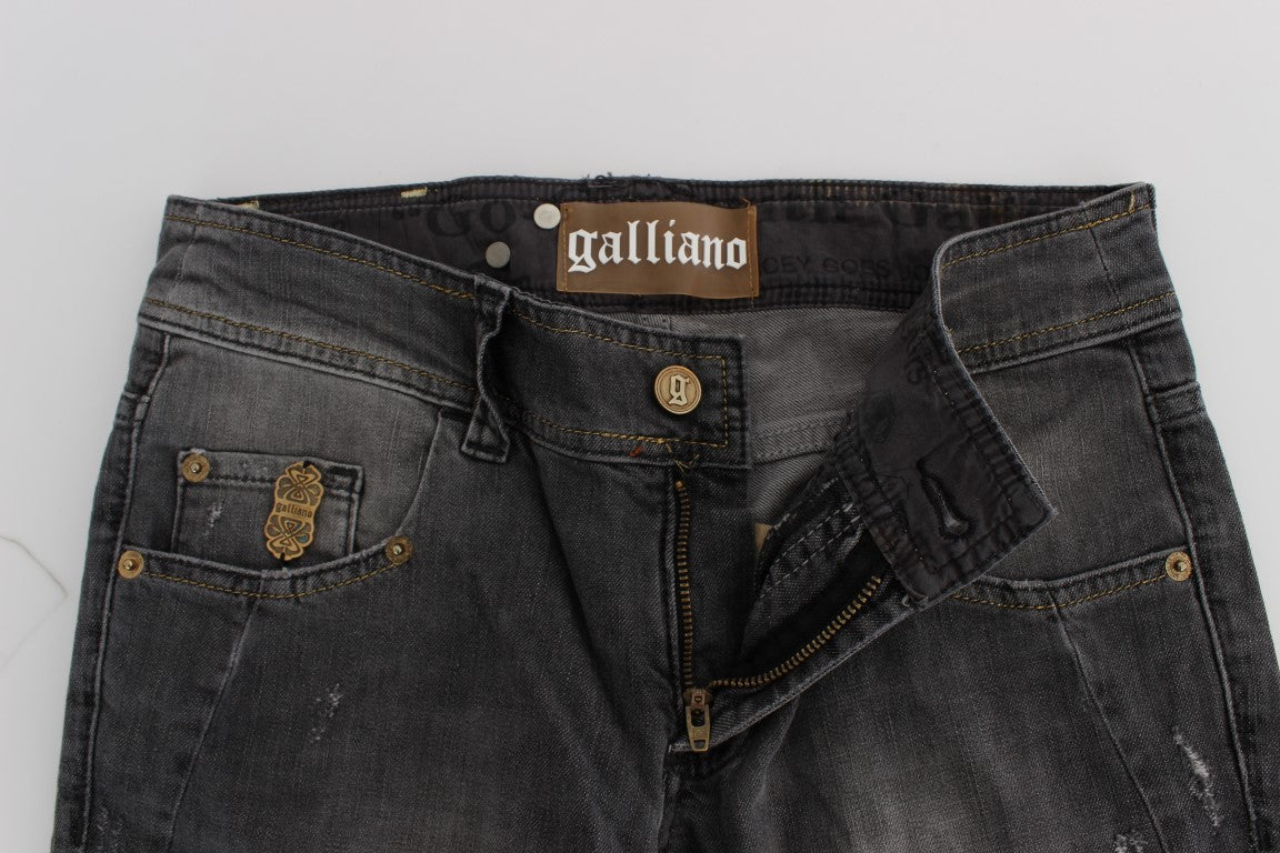 Jeans elasticizzati slim fit in misto cotone lavaggio grigio John Galliano