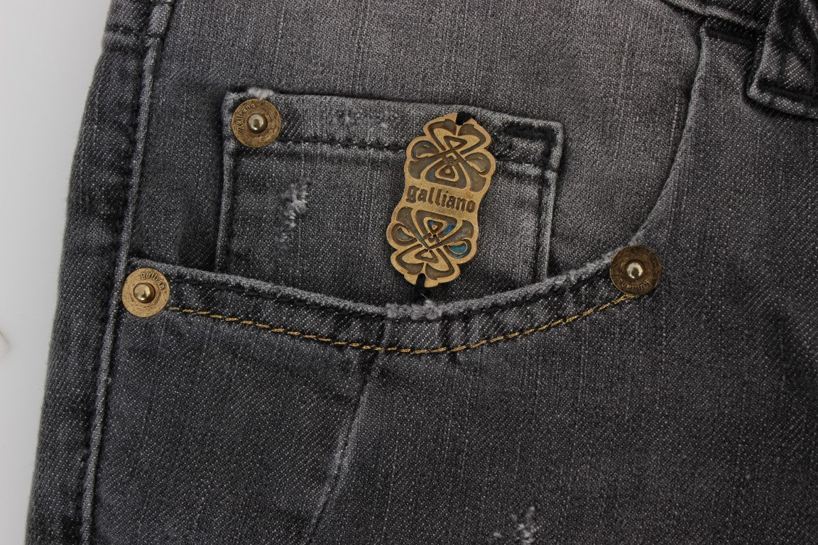 Jeans elasticizzati slim fit in misto cotone lavaggio grigio John Galliano