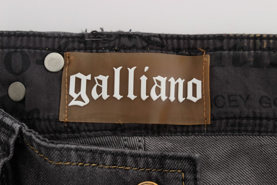 Jeans elasticizzati slim fit in misto cotone lavaggio grigio John Galliano