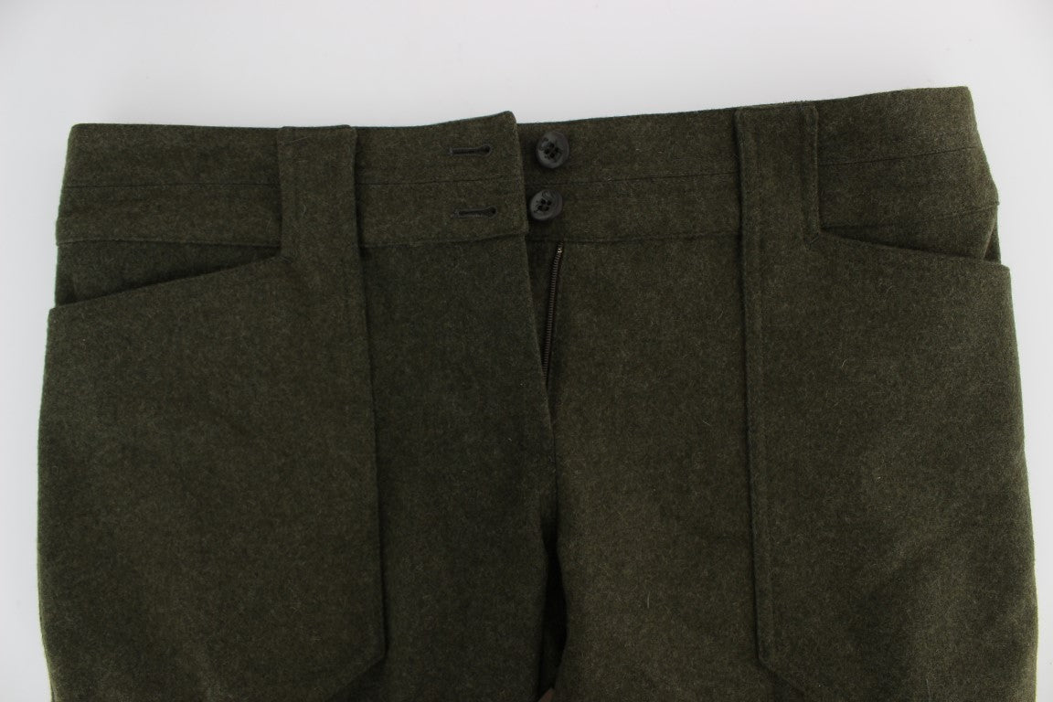 Pantaloni cargo larghi Ermanno Scervino in misto lana verde
