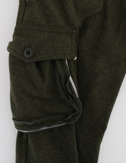 Pantaloni cargo larghi Ermanno Scervino in misto lana verde