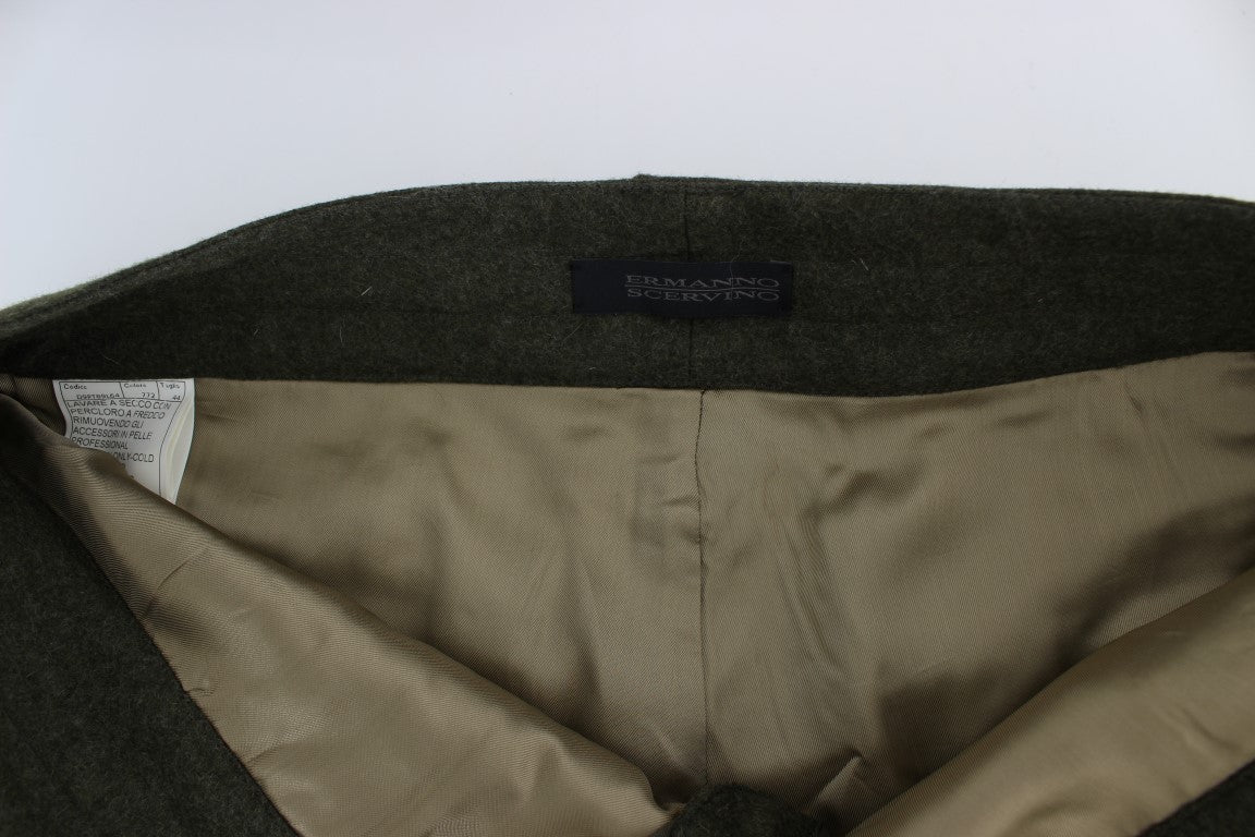 Pantaloni cargo larghi Ermanno Scervino in misto lana verde