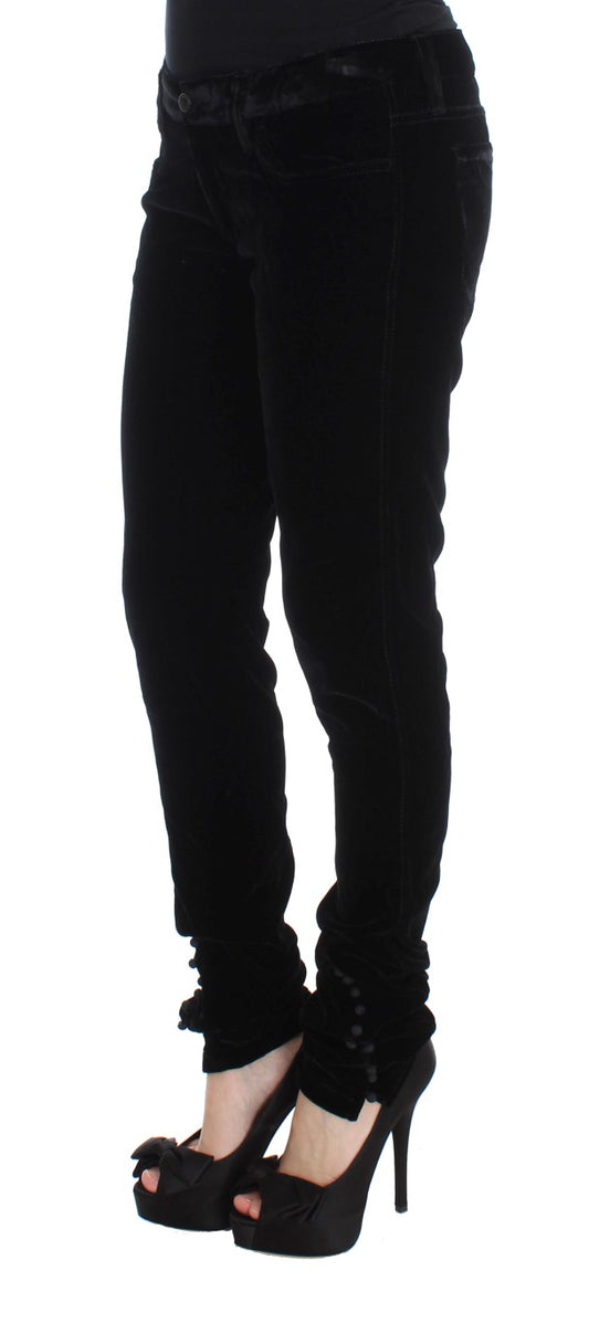 Ermanno Scervino Pantaloni Slim Fit in Velluto di Misto Viscosa Nero