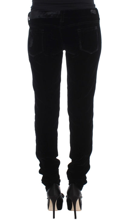 Ermanno Scervino Pantaloni Slim Fit in Velluto di Misto Viscosa Nero
