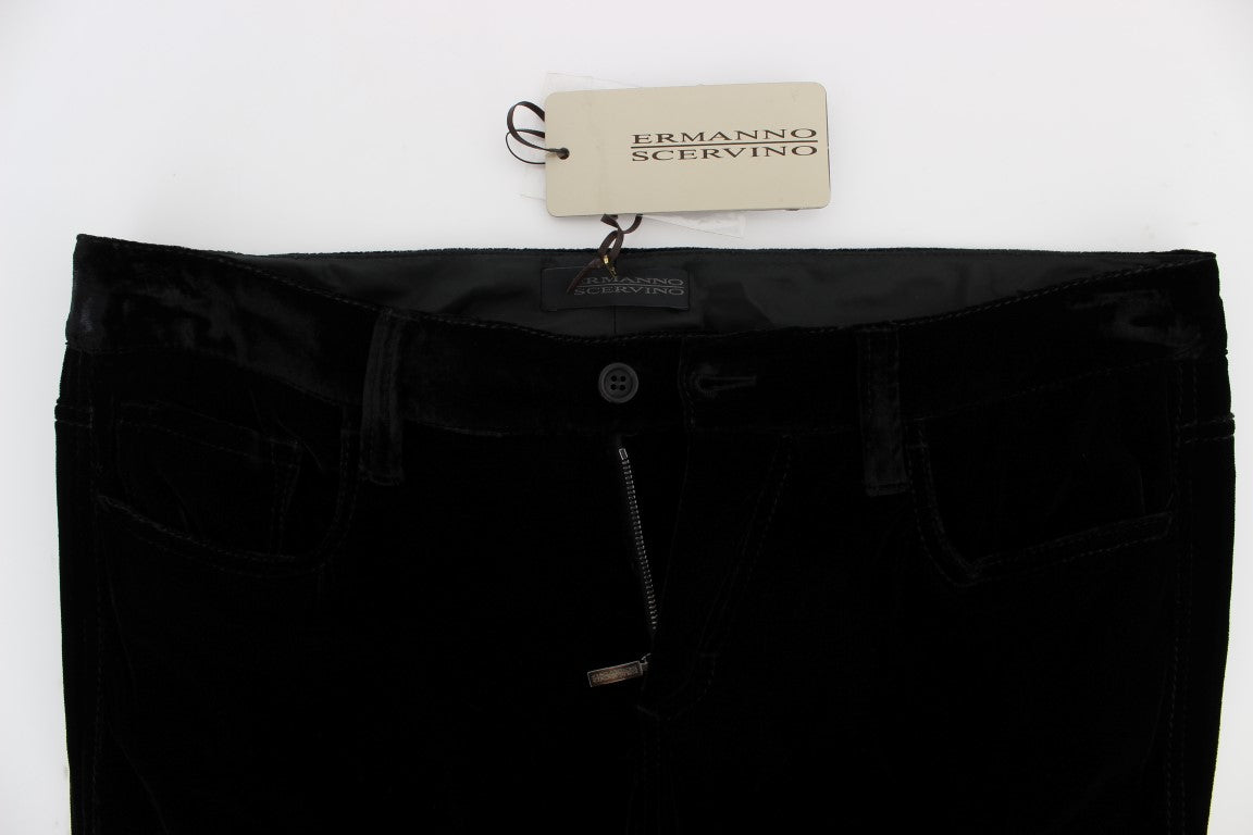 Ermanno Scervino Pantaloni Slim Fit in Velluto di Misto Viscosa Nero