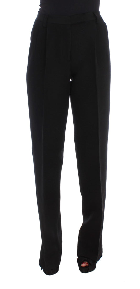 Pantaloni a gamba larga in misto cotone a righe nere Ermanno Scervino