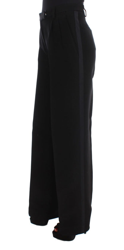 Pantaloni a gamba larga in misto cotone a righe nere Ermanno Scervino