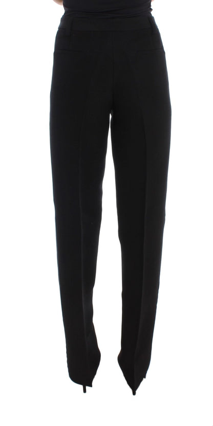 Pantaloni a gamba larga in misto cotone a righe nere Ermanno Scervino