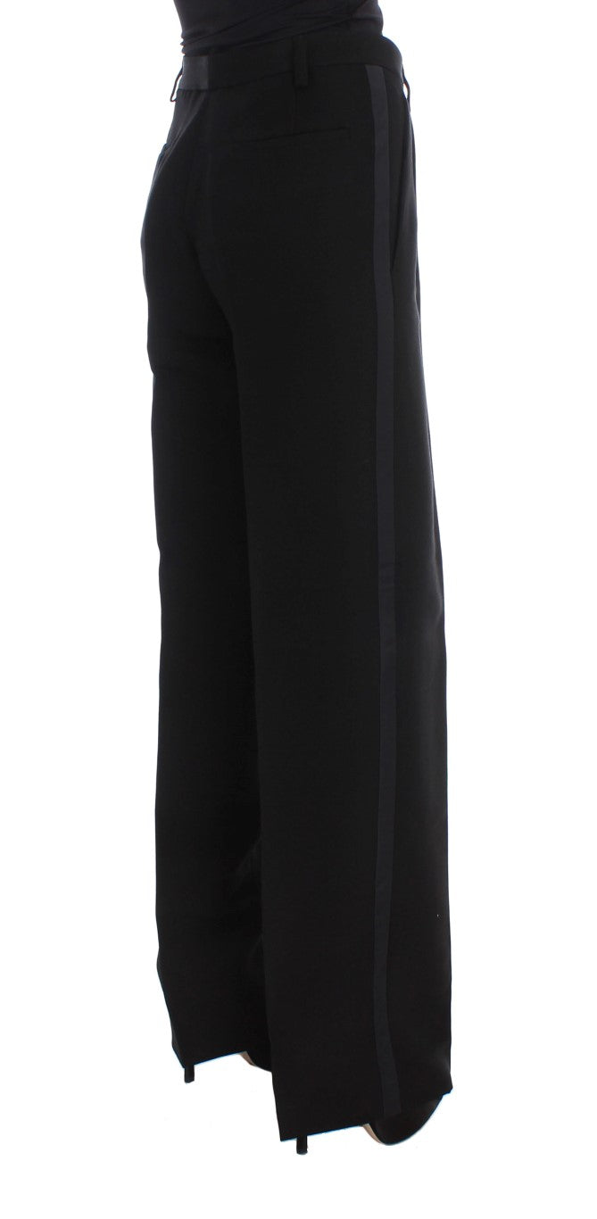 Pantaloni a gamba larga in misto cotone a righe nere Ermanno Scervino