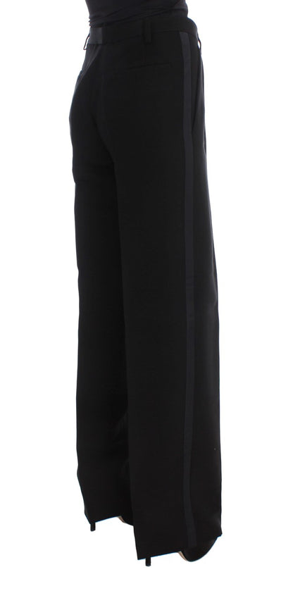 Pantaloni a gamba larga in misto cotone a righe nere Ermanno Scervino