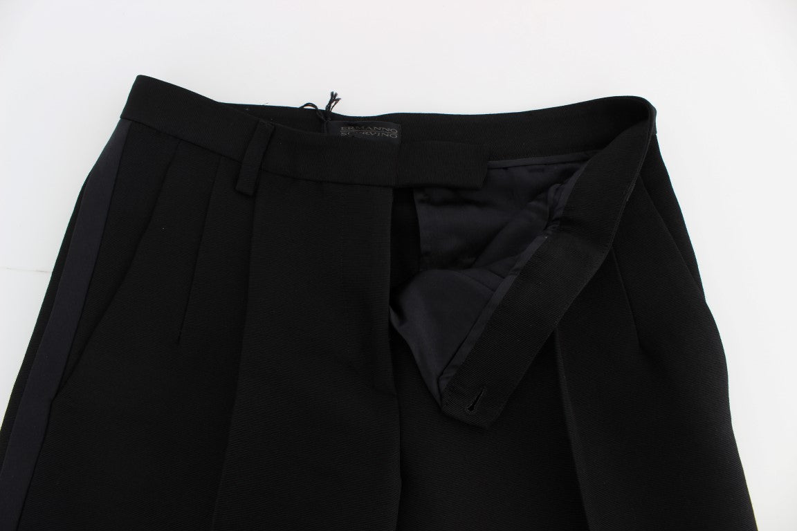 Pantaloni a gamba larga in misto cotone a righe nere Ermanno Scervino