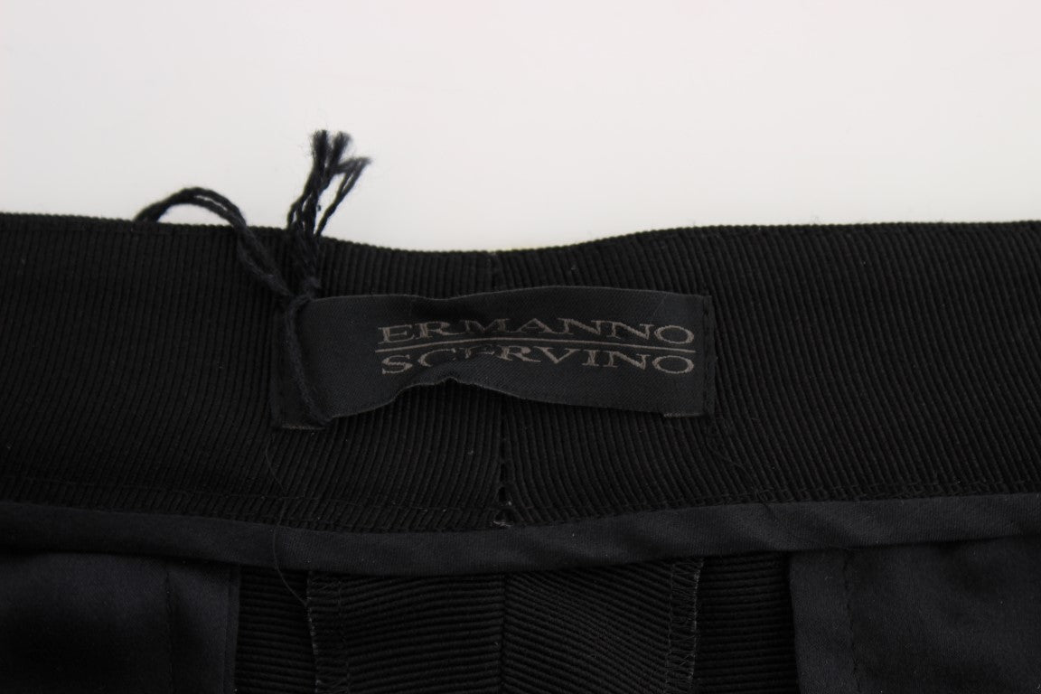 Pantaloni a gamba larga in misto cotone a righe nere Ermanno Scervino