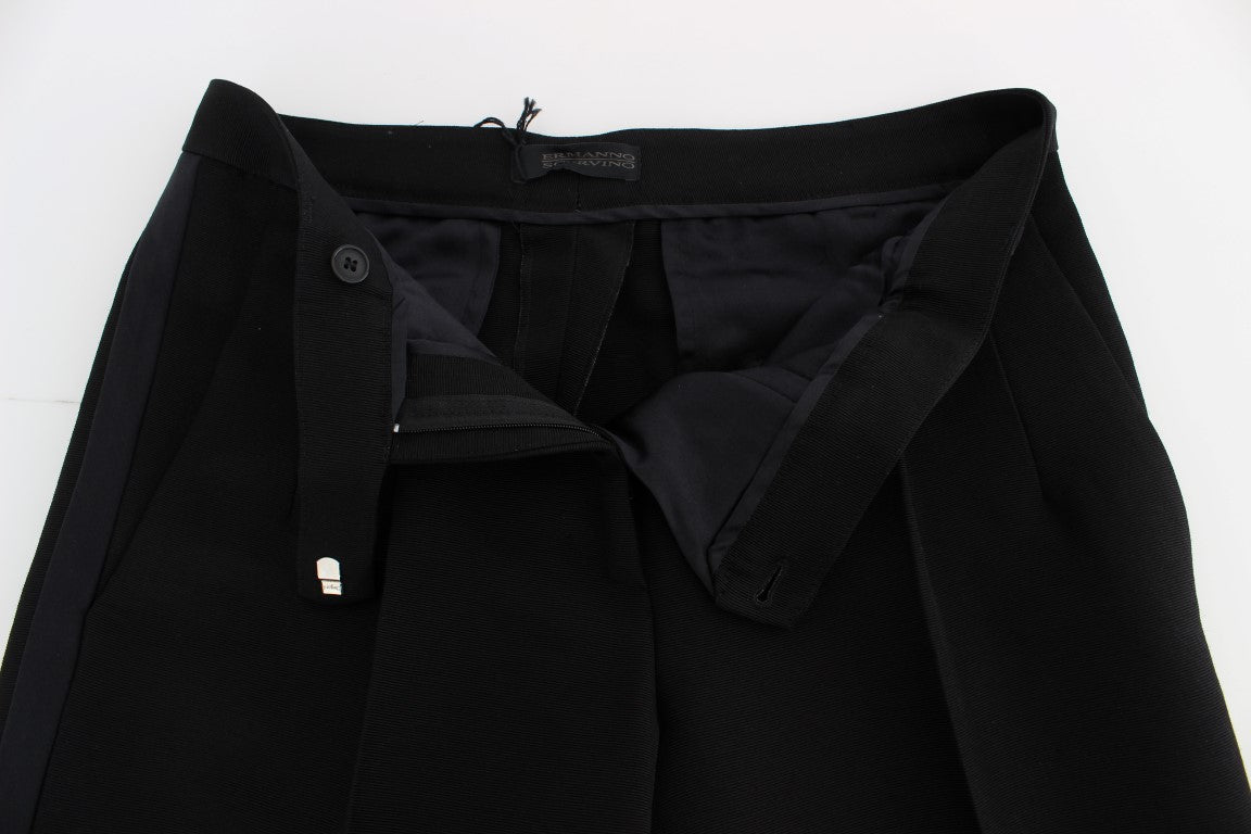Pantaloni a gamba larga in misto cotone a righe nere Ermanno Scervino