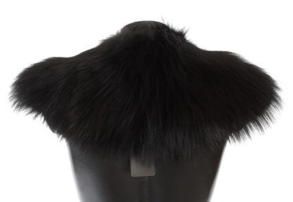 Sciarpa con collo in pelliccia di volpe nera Dolce &amp; Gabbana