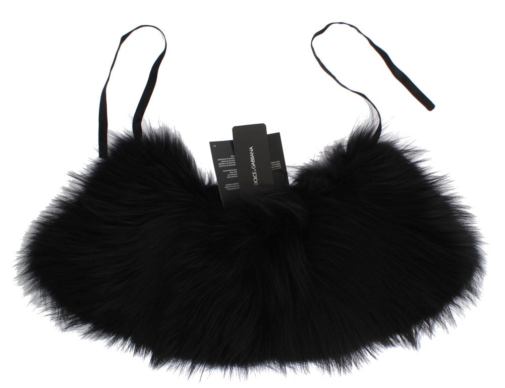Sciarpa con collo in pelliccia di volpe nera Dolce &amp; Gabbana