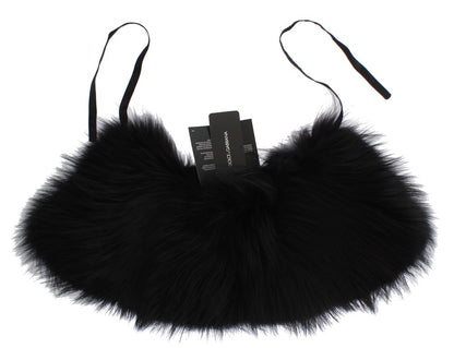 Sciarpa con collo in pelliccia di volpe nera Dolce &amp; Gabbana