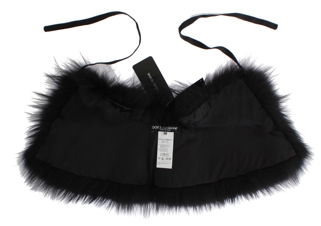 Sciarpa con collo in pelliccia di volpe nera Dolce &amp; Gabbana