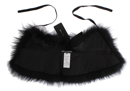 Sciarpa con collo in pelliccia di volpe nera Dolce &amp; Gabbana