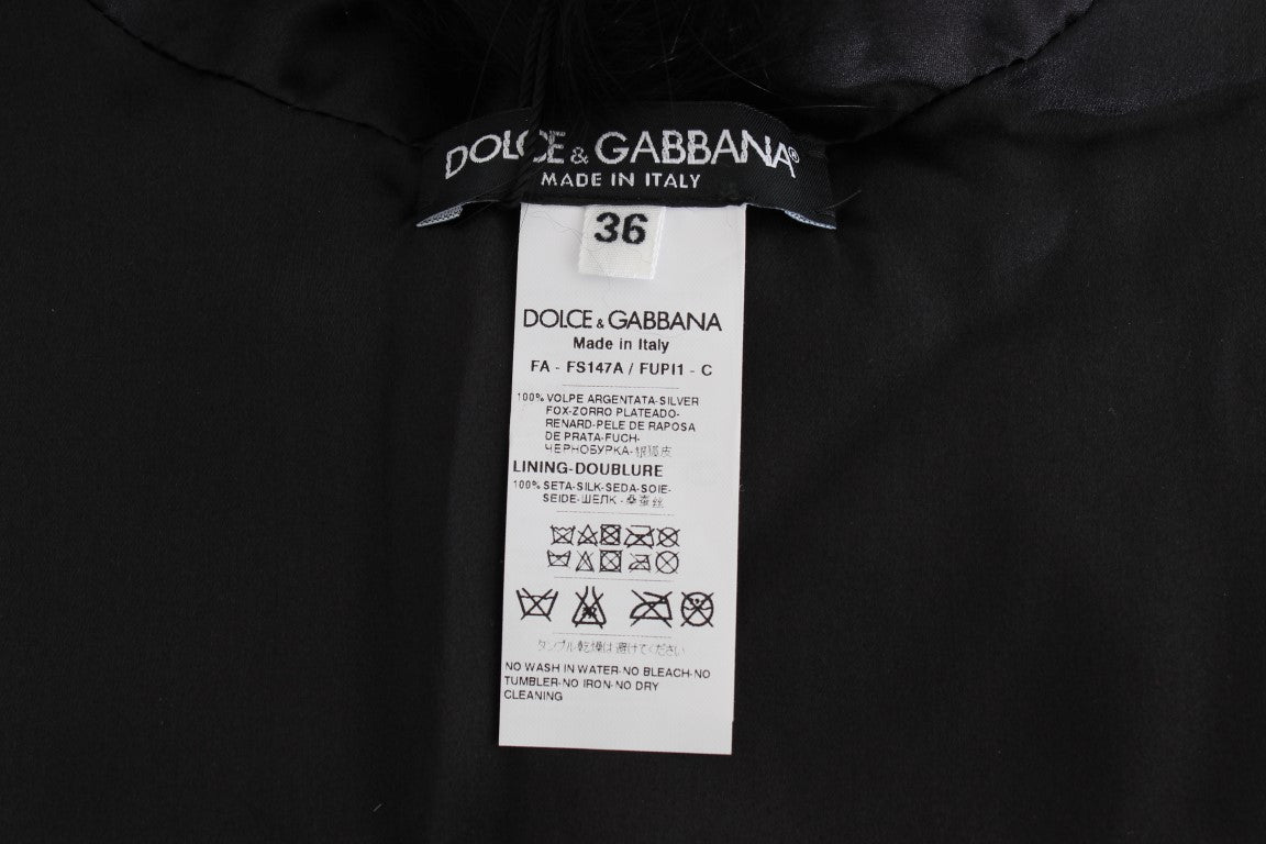 Sciarpa con collo in pelliccia di volpe nera Dolce &amp; Gabbana