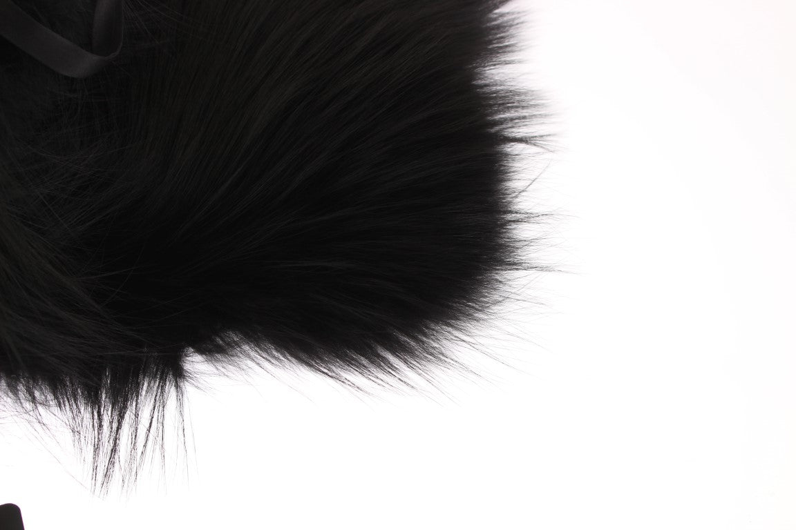 Sciarpa con collo in pelliccia di volpe nera Dolce &amp; Gabbana