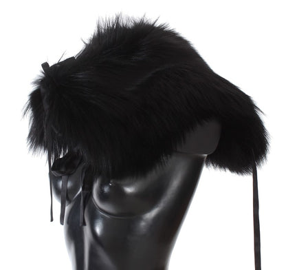 Sciarpa con collo e spalle in pelliccia di volpe nera Dolce &amp; Gabbana