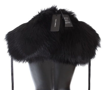 Sciarpa con collo e spalle in pelliccia di volpe nera Dolce &amp; Gabbana