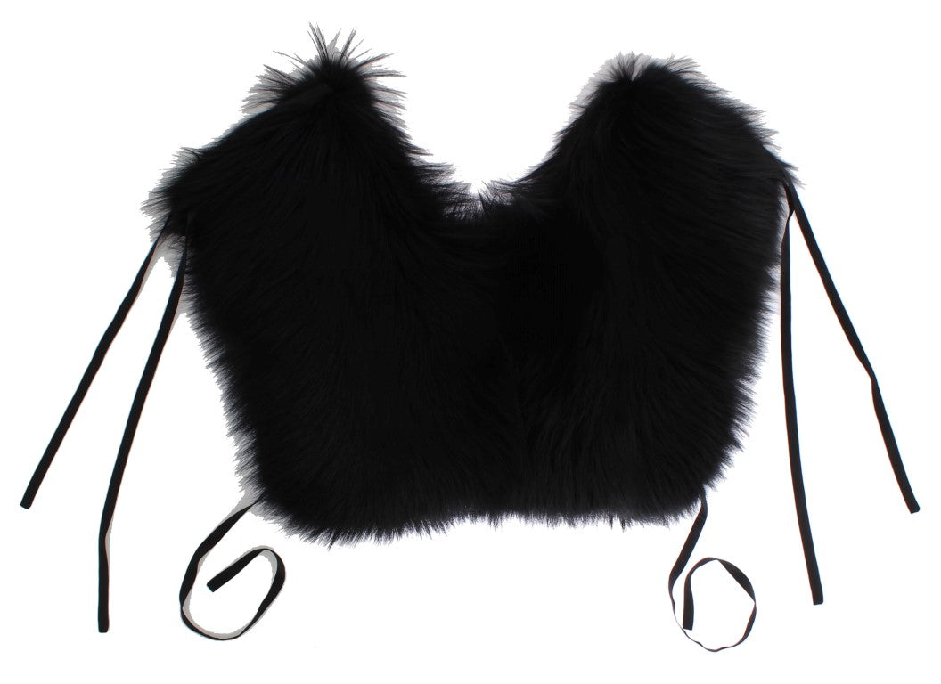 Sciarpa con collo e spalle in pelliccia di volpe nera Dolce &amp; Gabbana