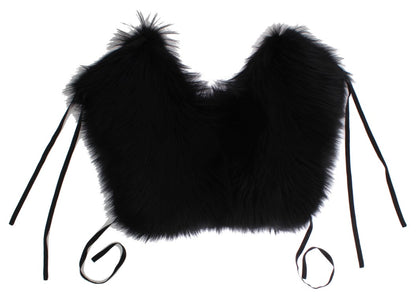 Sciarpa con collo e spalle in pelliccia di volpe nera Dolce &amp; Gabbana