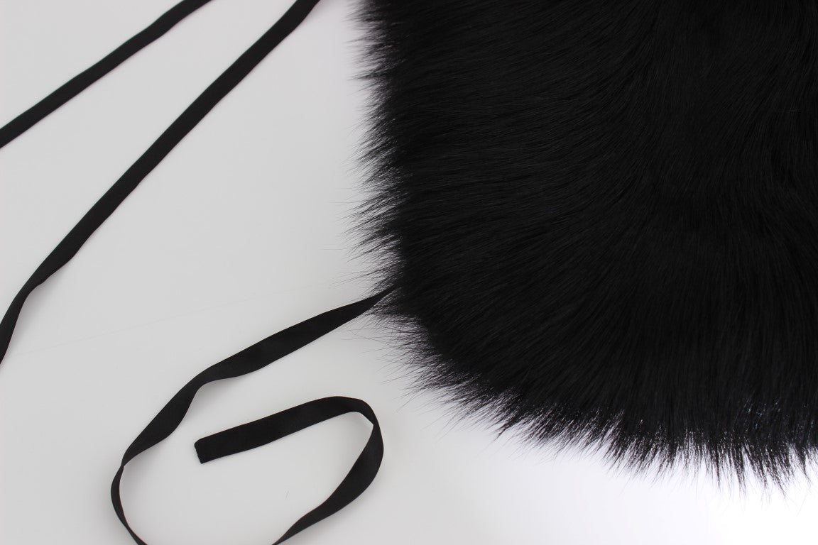 Sciarpa con collo e spalle in pelliccia di volpe nera Dolce &amp; Gabbana