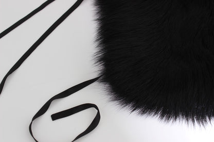 Sciarpa con collo e spalle in pelliccia di volpe nera Dolce &amp; Gabbana