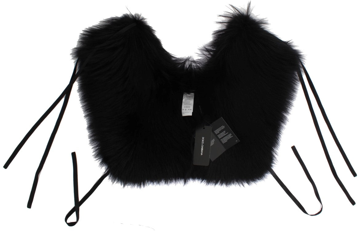 Sciarpa con collo e spalle in pelliccia di volpe nera Dolce &amp; Gabbana