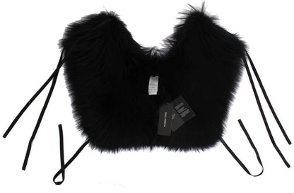 Sciarpa con collo e spalle in pelliccia di volpe nera Dolce &amp; Gabbana
