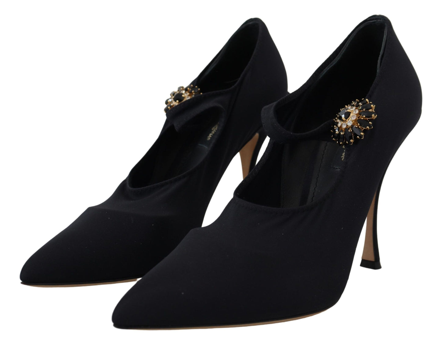 Dolce &amp; Gabbana - Scarpe con tacco e cristalli elasticizzati neri