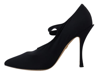 Dolce &amp; Gabbana - Scarpe con tacco e cristalli elasticizzati neri
