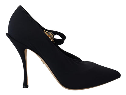 Dolce &amp; Gabbana - Scarpe con tacco e cristalli elasticizzati neri