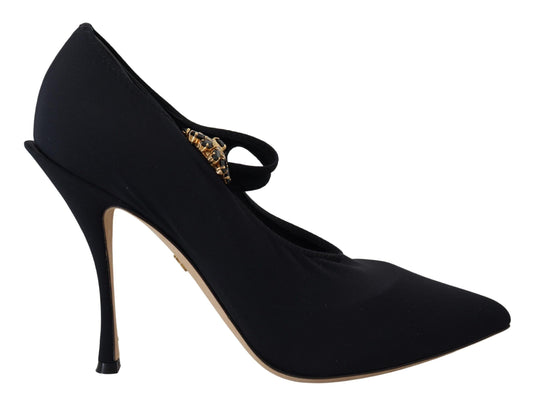 Dolce &amp; Gabbana - Scarpe con tacco e cristalli elasticizzati neri