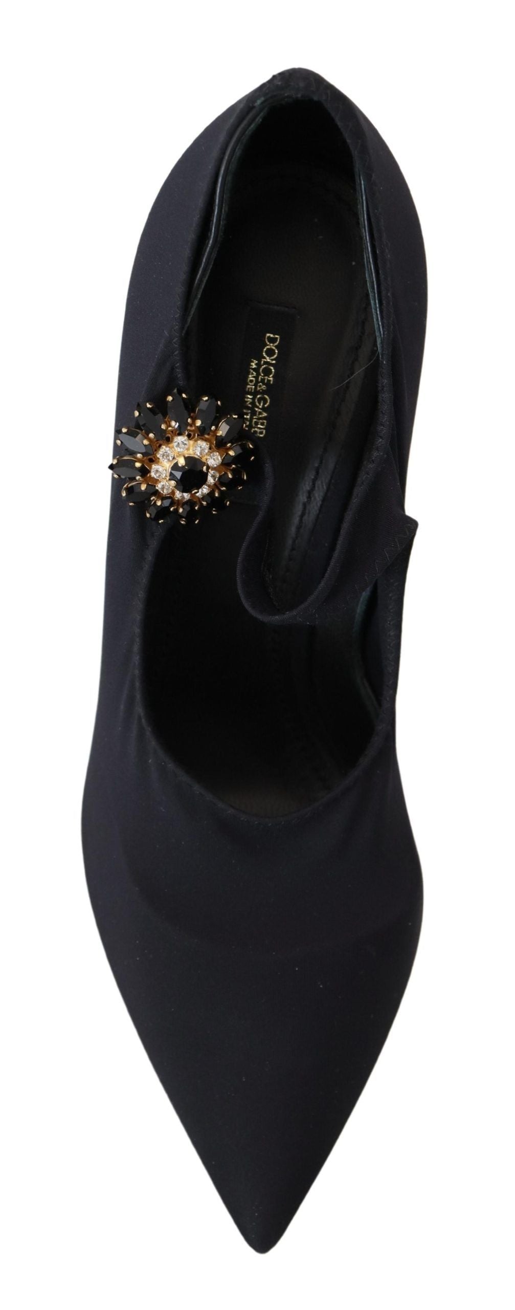 Dolce &amp; Gabbana - Scarpe con tacco e cristalli elasticizzati neri