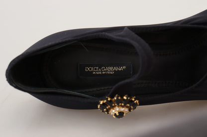 Dolce &amp; Gabbana - Scarpe con tacco e cristalli elasticizzati neri