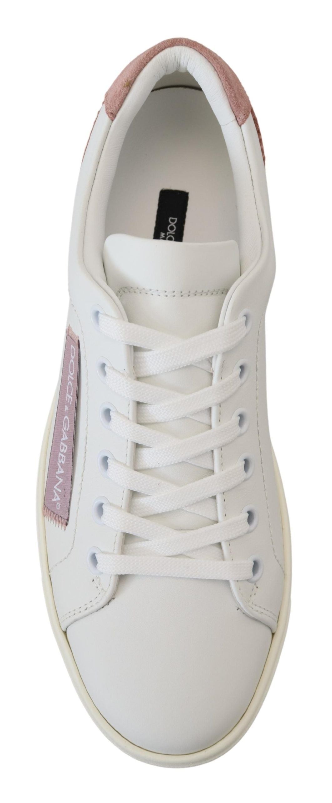 Dolce &amp; Gabbana - Scarpe da ginnastica basse in pelle bianca e rosa