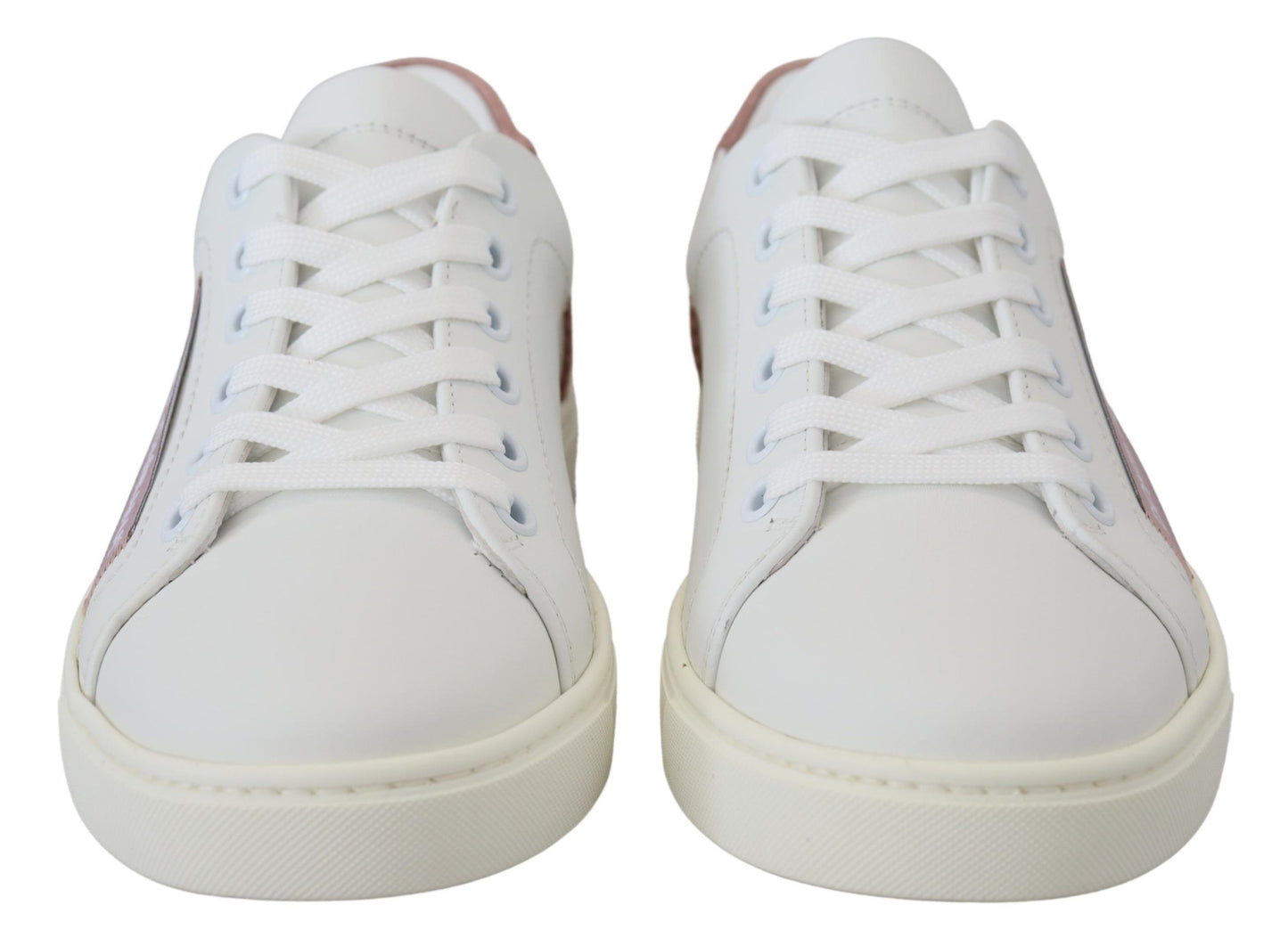 Dolce &amp; Gabbana - Scarpe da ginnastica basse in pelle bianca e rosa