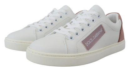 Dolce &amp; Gabbana - Scarpe da ginnastica basse in pelle bianca e rosa