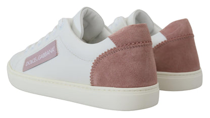 Dolce &amp; Gabbana - Scarpe da ginnastica basse in pelle bianca e rosa