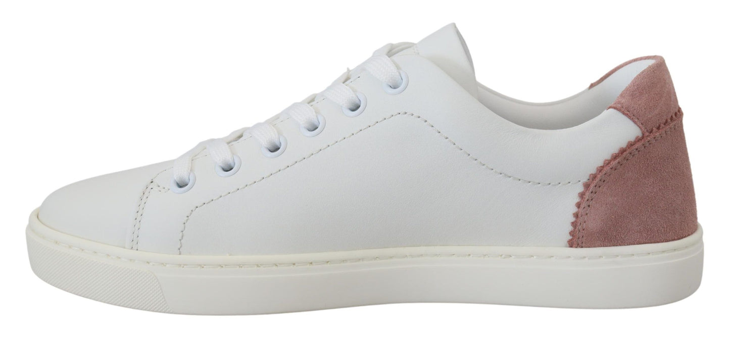 Dolce &amp; Gabbana - Scarpe da ginnastica basse in pelle bianca e rosa