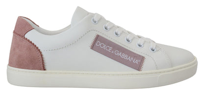 Dolce &amp; Gabbana - Scarpe da ginnastica basse in pelle bianca e rosa