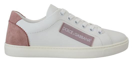 Dolce &amp; Gabbana - Scarpe da ginnastica basse in pelle bianca e rosa